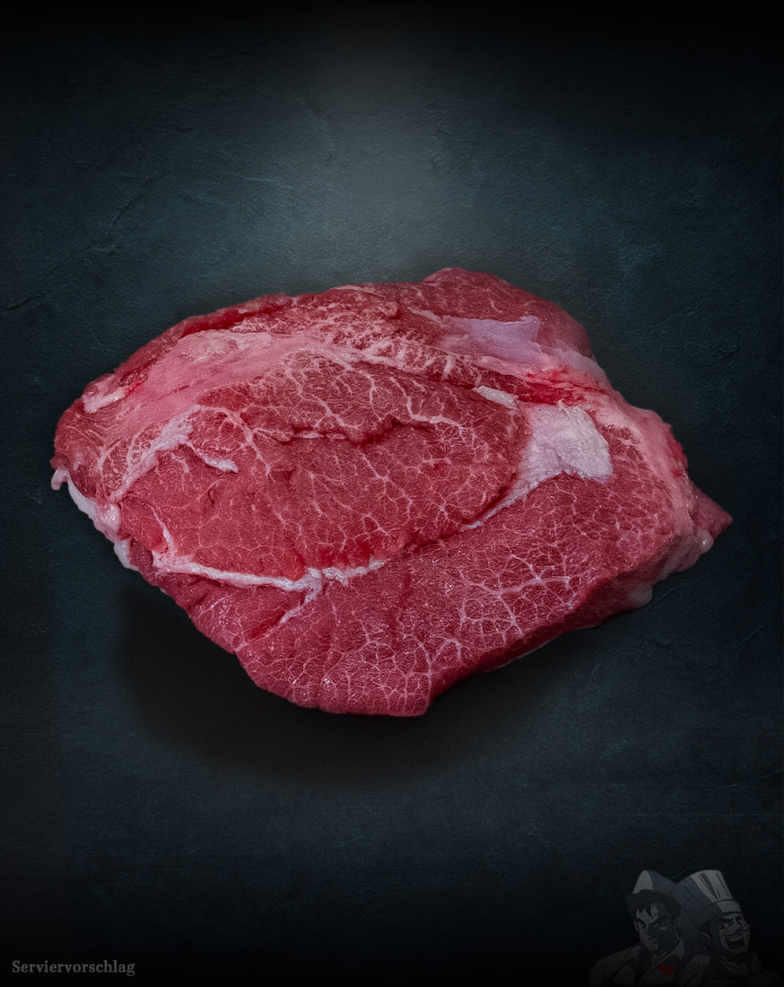 Fläminger Kalbsbäckchen aus Berlin-Brandenburg auf Metallplatte roh