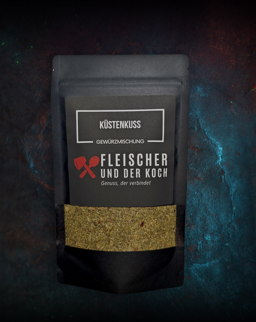 Küstenkuss – Fisch & Meeresfrüchte Gewürzmischung in einer Schale, für Meeresfrüchte und Fisch wie LAchs und Garnelen.