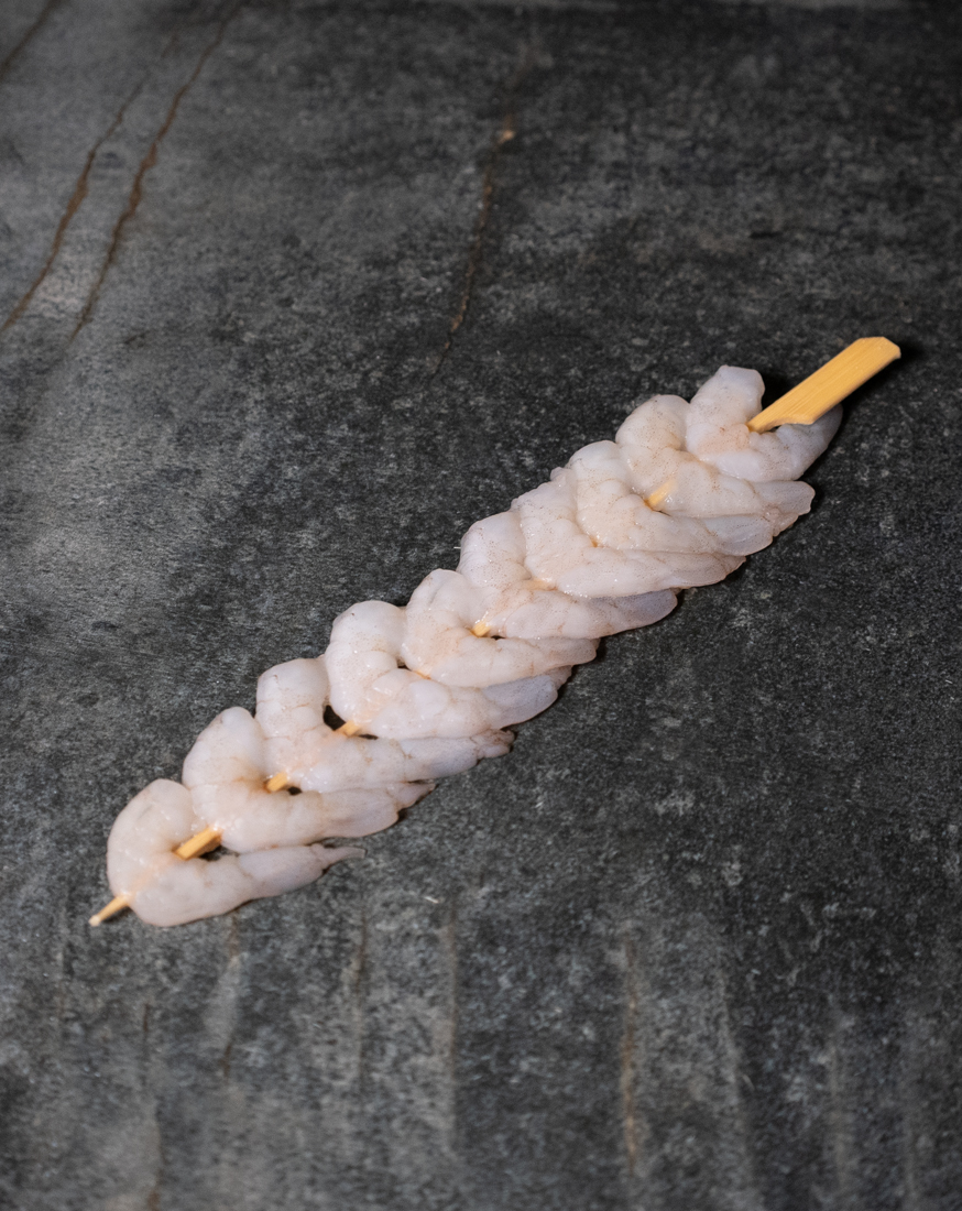 Garnelen-Spieß | Garnelenspieß | ohne Darm, roh, geschält | 50g