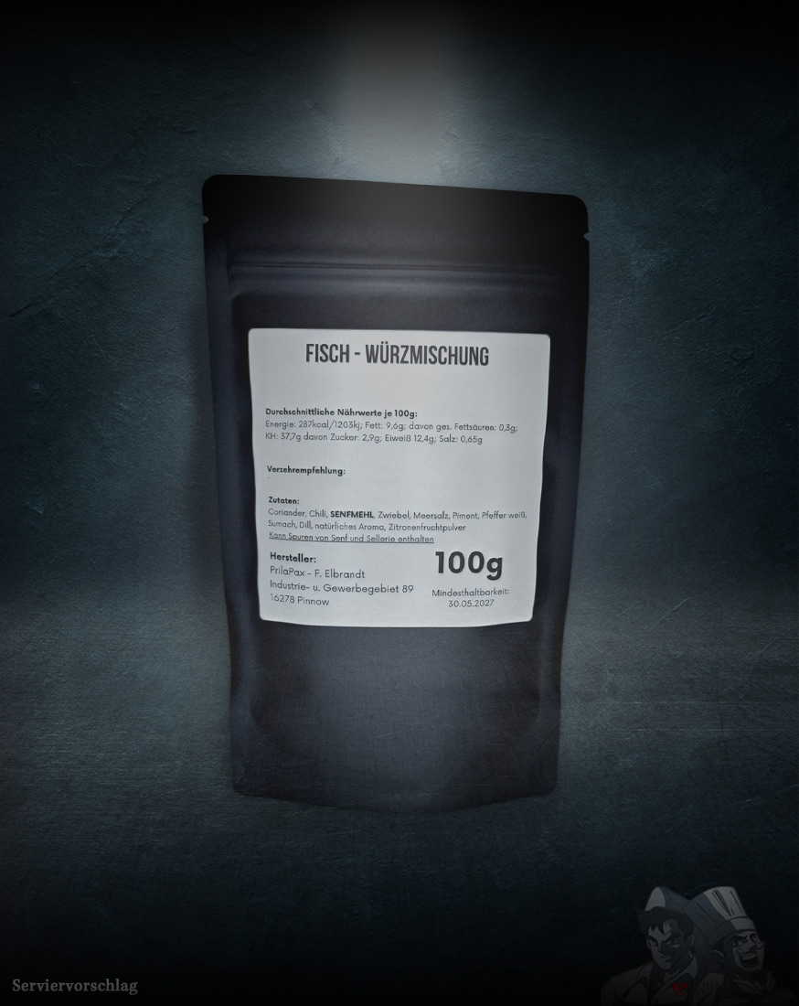 Spicy Fisch Gewürzmischung mit Sumach, Dill und Zitronennote - unsere Zutatenliste